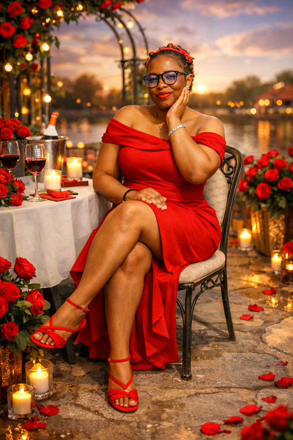 Nene in a red sweater smiling